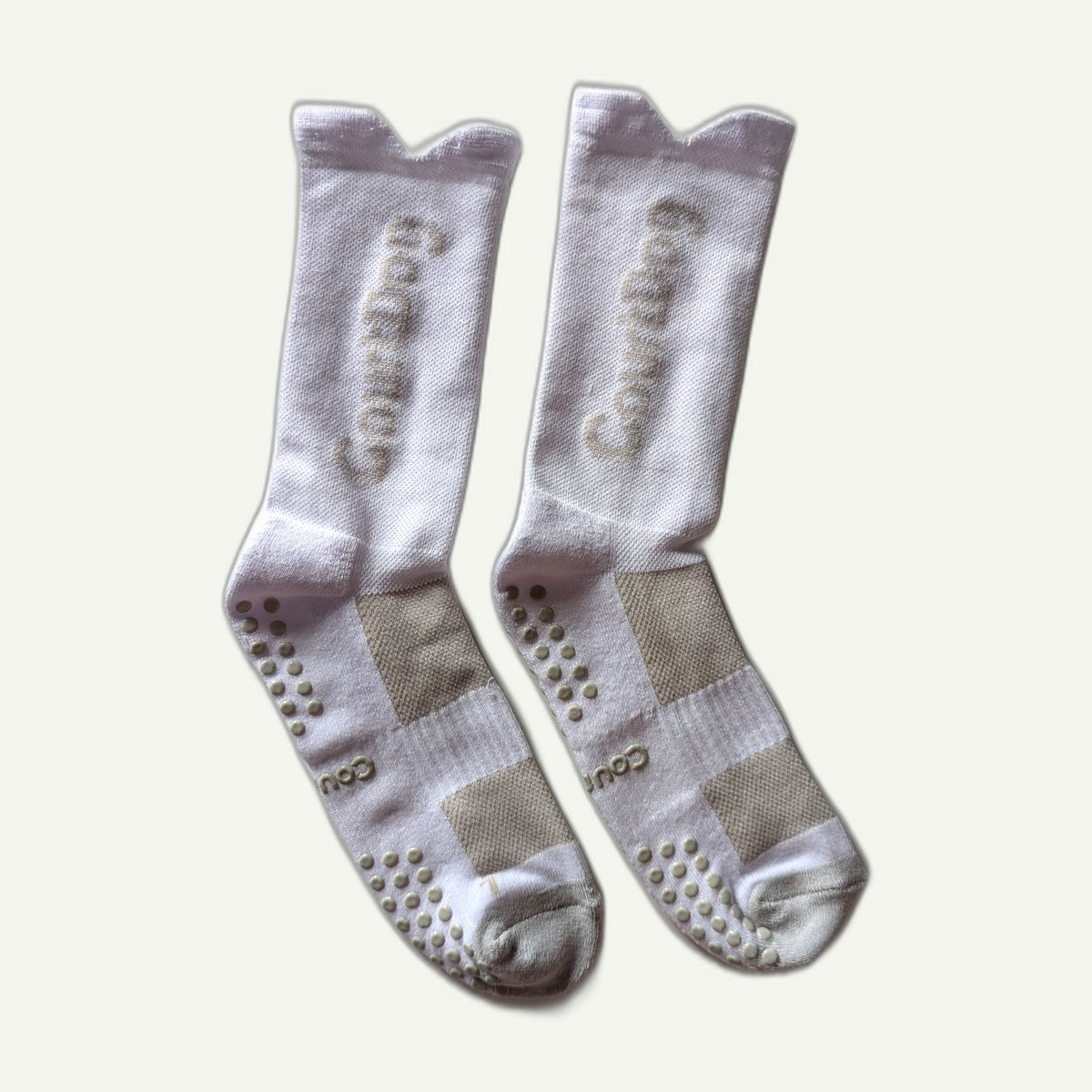 All White High-Ankle No-Slip Court Socks