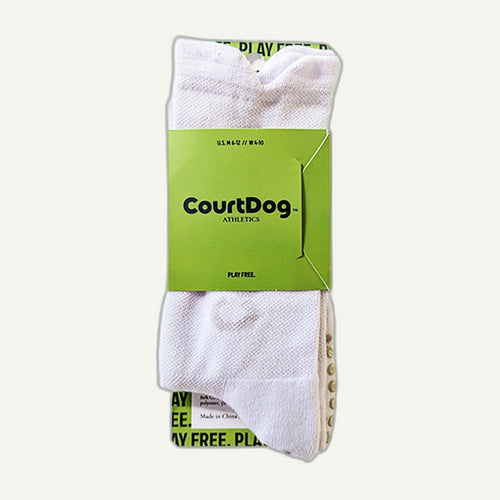 All White High-Ankle No-Slip Court Socks